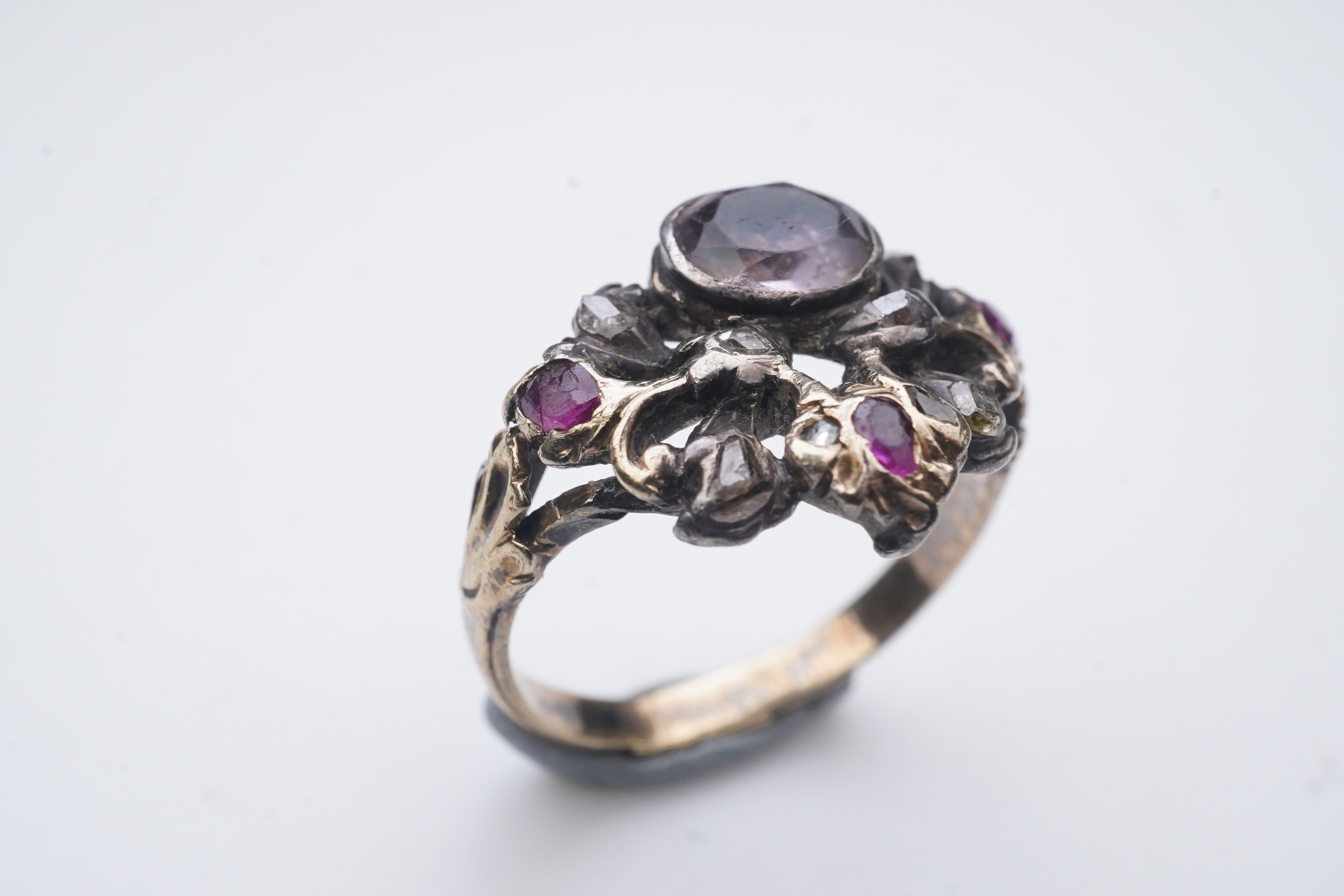 A ruby, rock crystal and diamond ring